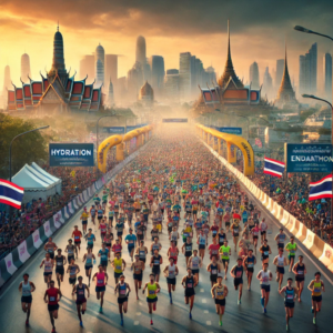 a gorgeous aerial drone shot of the runners after the start of the Amazing Thailand Marathon Bangkok