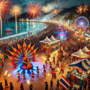 Carnival beach scene Patong Phuket for the Phuket Carnival Patong Beach